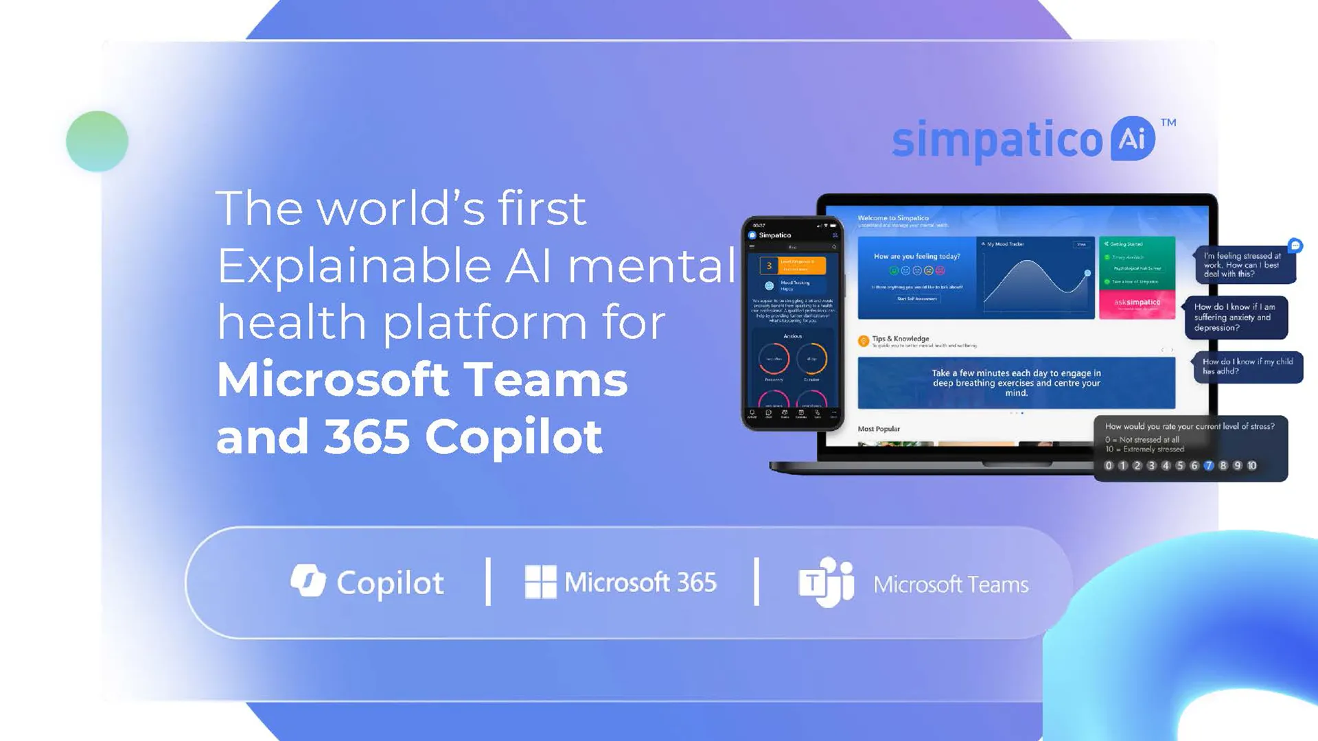 Simpatico AI, explainable AI mental health platform for Microsoft Teams and 365 Copilot
